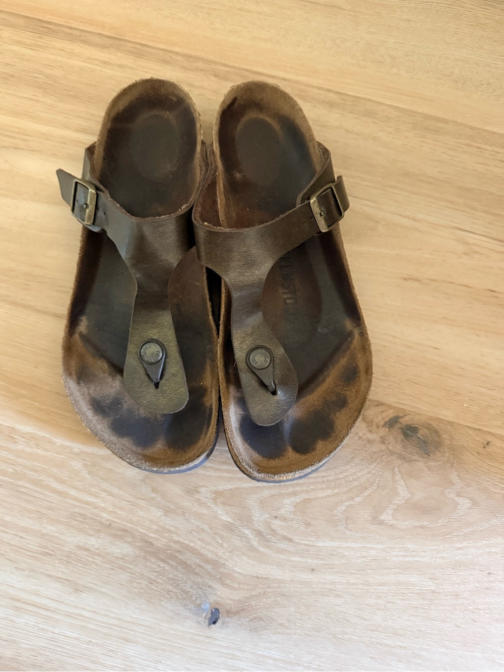 Birkenstock Brown Leather Toe-Post Sandals